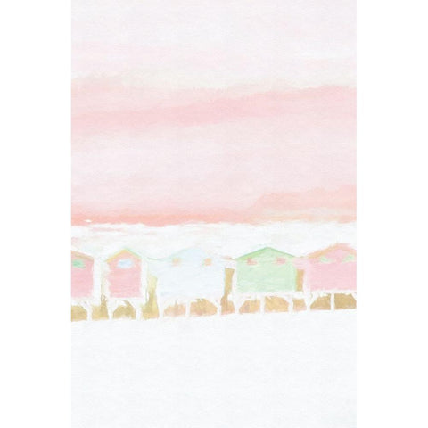 Pink Coastal Shacks II Black Modern Wood Framed Art Print by Fay, Mela