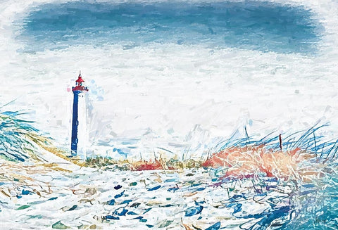 Lighthouse View White Modern Wood Framed Art Print with Double Matting by Fay, Mela