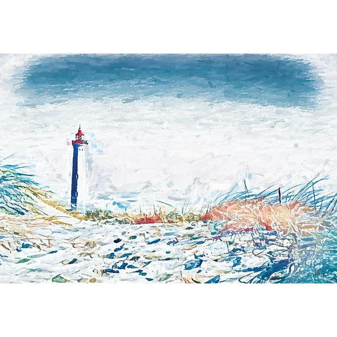 Lighthouse View White Modern Wood Framed Art Print by Fay, Mela