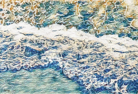 Wave I White Modern Wood Framed Art Print with Double Matting by Fay, Mela