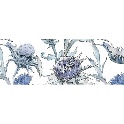 Thistle Zoom White Modern Wood Framed Art Print by Fay, Mela