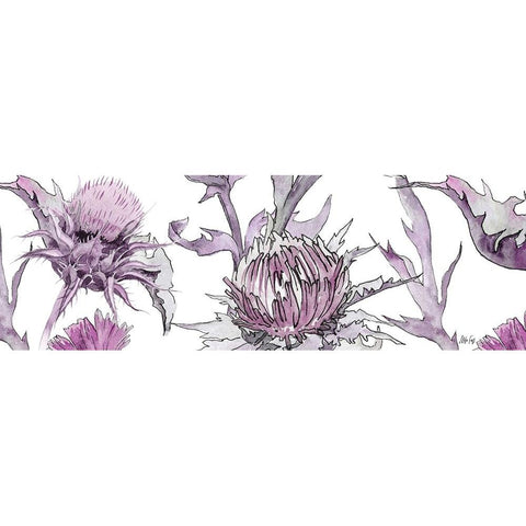 Thistle Zoom in Lavender Gold Ornate Wood Framed Art Print with Double Matting by Fay, Mela