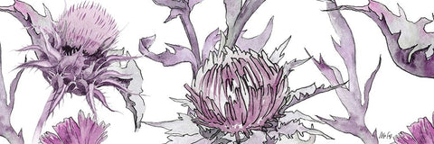 Thistle Zoom in Lavender White Modern Wood Framed Art Print with Double Matting by Fay, Mela
