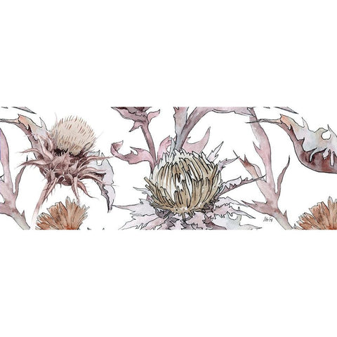 Thistle Zoom in Yellow White Modern Wood Framed Art Print by Fay, Mela