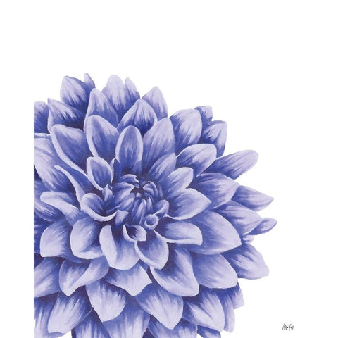 Blue Chrysanthemum II White Modern Wood Framed Art Print by Fay, Mela