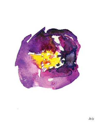 Purple Flower I White Modern Wood Framed Art Print with Double Matting by Fay, Mela