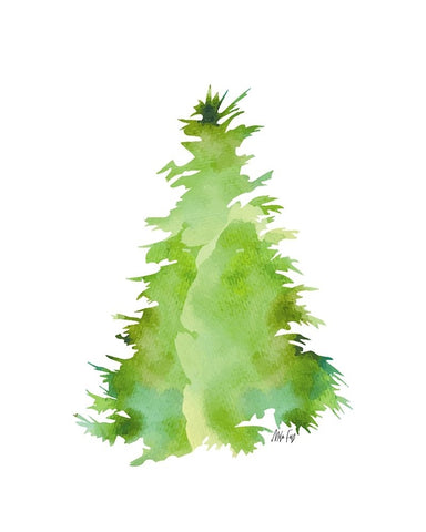 Green Tree I White Modern Wood Framed Art Print with Double Matting by Fay, Mela