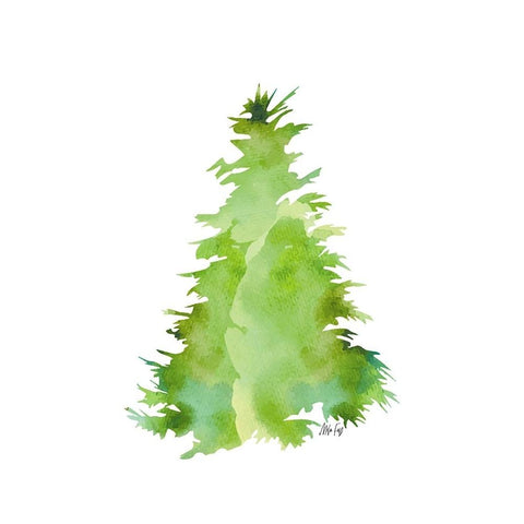 Green Tree I White Modern Wood Framed Art Print by Fay, Mela