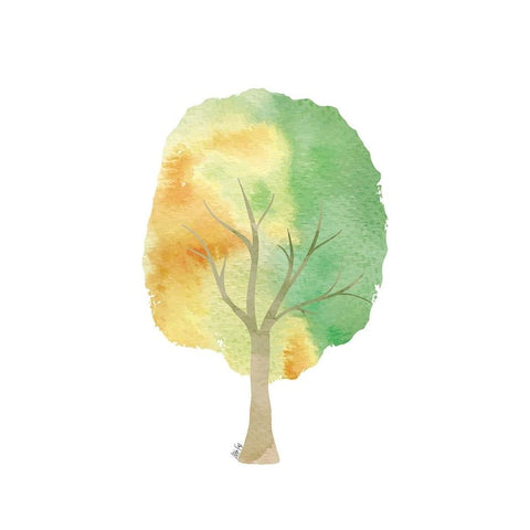 Green Tree II White Modern Wood Framed Art Print by Fay, Mela