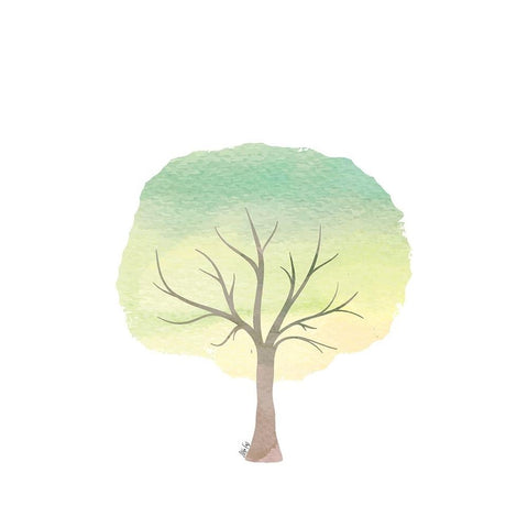 Green Tree III Gold Ornate Wood Framed Art Print with Double Matting by Fay, Mela