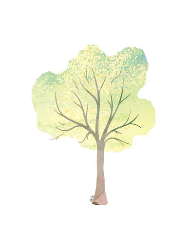 Green Tree IV Black Ornate Wood Framed Art Print with Double Matting by Fay, Mela