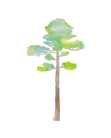 Green Tree V White Modern Wood Framed Art Print with Double Matting by Fay, Mela