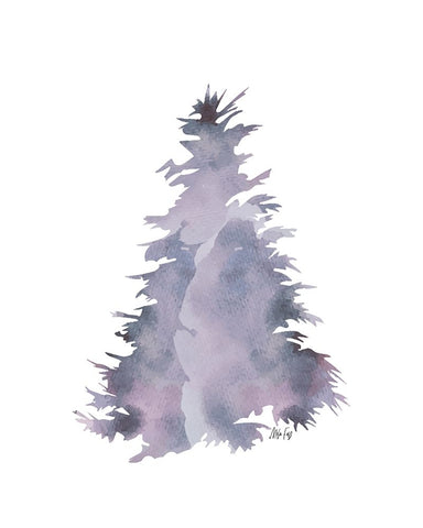 Purple Tree I Black Ornate Wood Framed Art Print with Double Matting by Fay, Mela