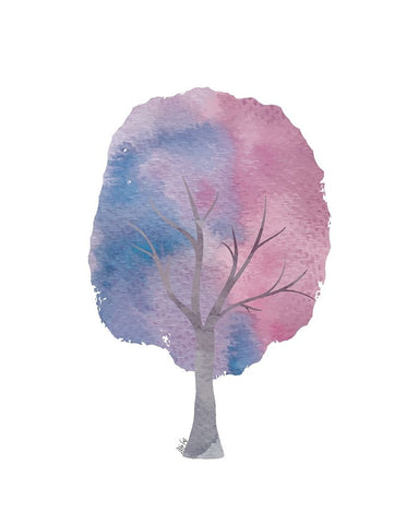 Purple Tree II White Modern Wood Framed Art Print with Double Matting by Fay, Mela