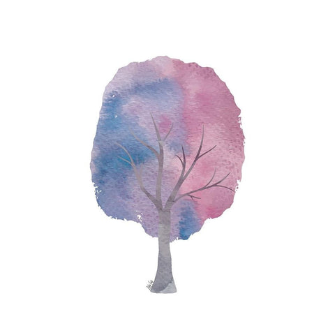 Purple Tree II Black Modern Wood Framed Art Print by Fay, Mela