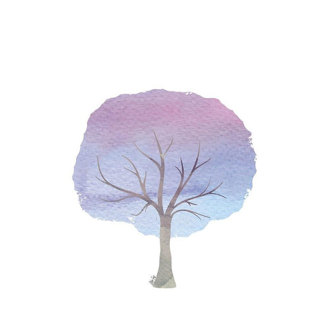 Purple Tree III Gold Ornate Wood Framed Art Print with Double Matting by Fay, Mela