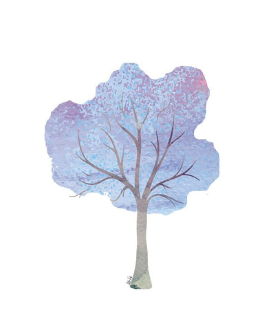 Purple Tree IV White Modern Wood Framed Art Print with Double Matting by Fay, Mela