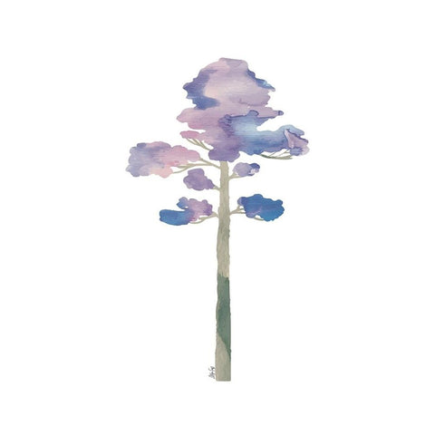 Purple Tree V Black Modern Wood Framed Art Print by Fay, Mela