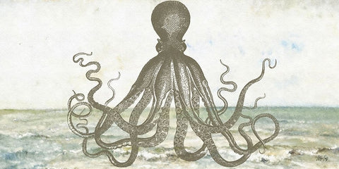 Octopus II Black Ornate Wood Framed Art Print with Double Matting by Fay, Mela