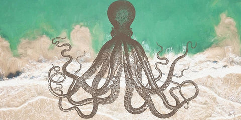 Octopus III Black Ornate Wood Framed Art Print with Double Matting by Fay, Mela