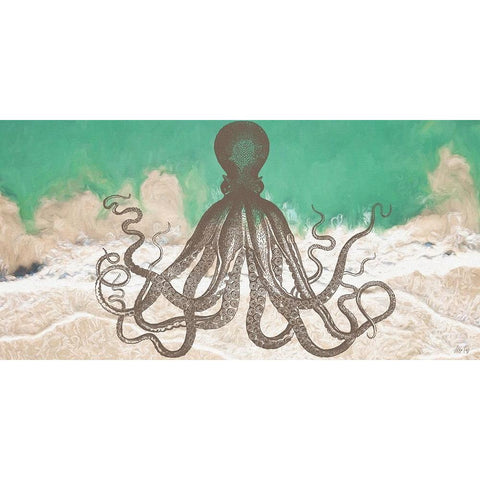 Octopus III Gold Ornate Wood Framed Art Print with Double Matting by Fay, Mela