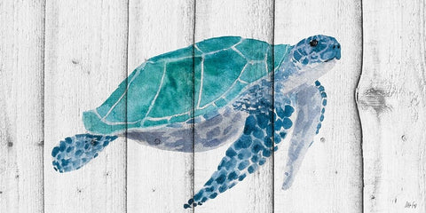 Turtle II White Modern Wood Framed Art Print with Double Matting by Fay, Mela