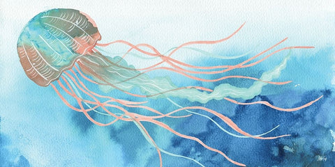 Jellyfish White Modern Wood Framed Art Print with Double Matting by Fay, Mela