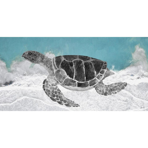 Turtle Black Modern Wood Framed Art Print with Double Matting by Fay, Mela