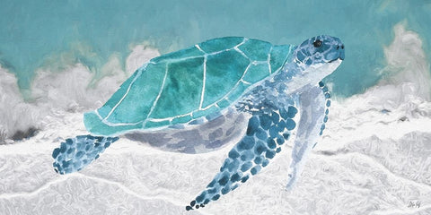 Turtle II White Modern Wood Framed Art Print with Double Matting by Fay, Mela