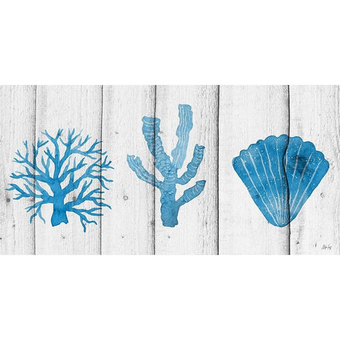 Blue Corals Black Modern Wood Framed Art Print with Double Matting by Fay, Mela