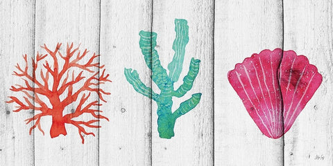 Corals White Modern Wood Framed Art Print with Double Matting by Fay, Mela