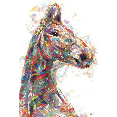 Horse in Color White Modern Wood Framed Art Print by Fay, Mela