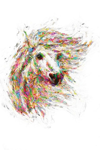 Horse in Color II White Modern Wood Framed Art Print with Double Matting by Fay, Mela