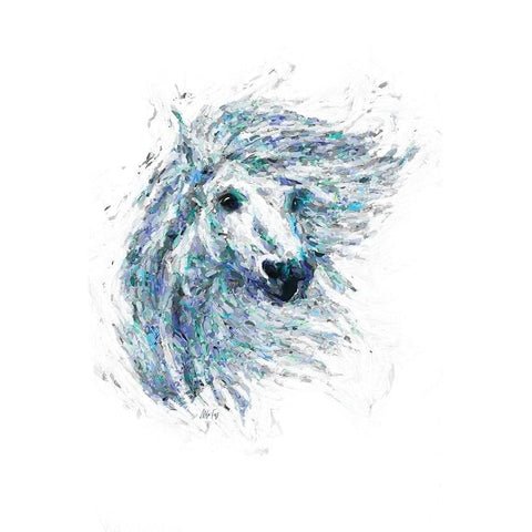 Horse in Blue I Black Modern Wood Framed Art Print by Fay, Mela