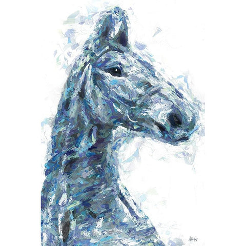 Horse in Blue II Black Modern Wood Framed Art Print with Double Matting by Fay, Mela