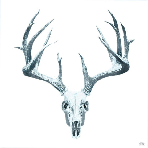 Antlers Full Black Modern Wood Framed Art Print with Double Matting by Fay, Mela