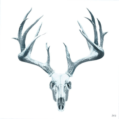Antlers Full White Modern Wood Framed Art Print with Double Matting by Fay, Mela