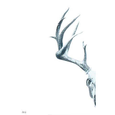 Antlers I White Modern Wood Framed Art Print by Fay, Mela