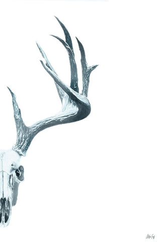 Antlers II Black Ornate Wood Framed Art Print with Double Matting by Fay, Mela