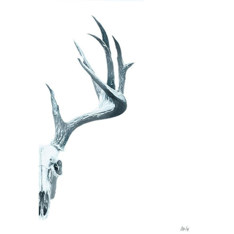 Antlers II Black Modern Wood Framed Art Print with Double Matting by Fay, Mela