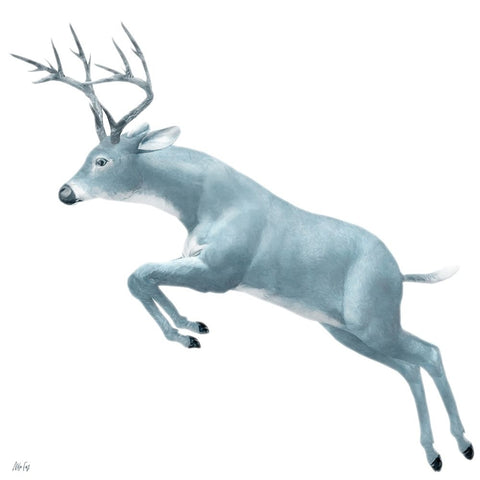 Jumping White Modern Wood Framed Art Print with Double Matting by Fay, Mela