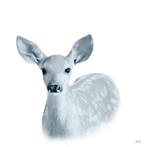 Baby Deer White Modern Wood Framed Art Print with Double Matting by Fay, Mela