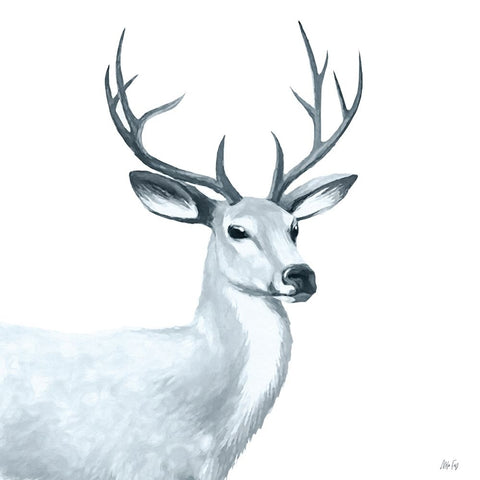 Deer II White Modern Wood Framed Art Print with Double Matting by Fay, Mela