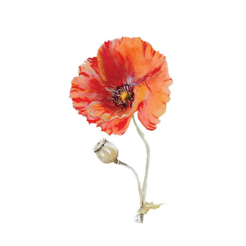 Poppy III Gold Ornate Wood Framed Art Print with Double Matting by Fay, Mela