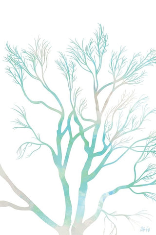 Green Tree I White Modern Wood Framed Art Print with Double Matting by Fay, Mela