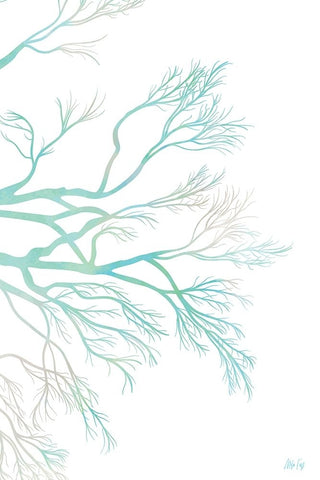 Green Tree II White Modern Wood Framed Art Print with Double Matting by Fay, Mela