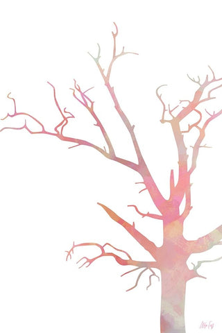 Pink Tree I Black Ornate Wood Framed Art Print with Double Matting by Fay, Mela