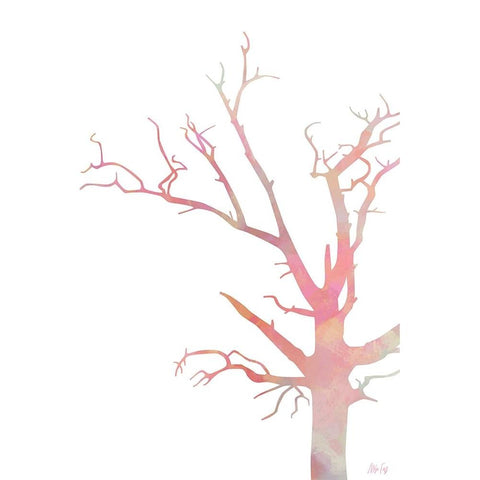 Pink Tree I Black Modern Wood Framed Art Print with Double Matting by Fay, Mela