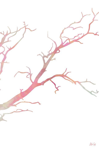 Pink Tree II White Modern Wood Framed Art Print with Double Matting by Fay, Mela