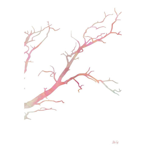 Pink Tree II Black Modern Wood Framed Art Print with Double Matting by Fay, Mela